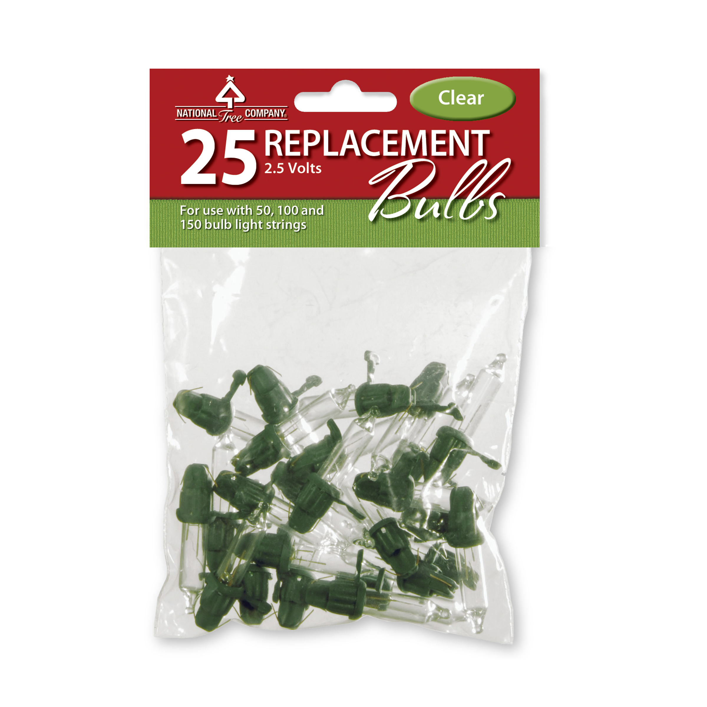 National Tree Company Clear Replacement Light Bulbs, (25 Pack)